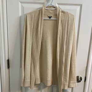 Denver Hayes Soft Shawl Open Cream Long Cardigan Cotton Nylon Womens Size Medium